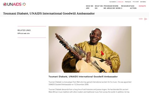 Toumani Diabaté, UNAIDS International Goodwill Ambassador