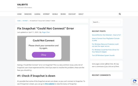 Fix Snapchat "Could Not Connect" Error - Valibyte