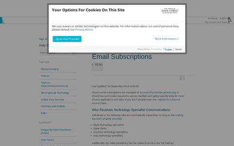 Manage Church Account Email Subscriptions