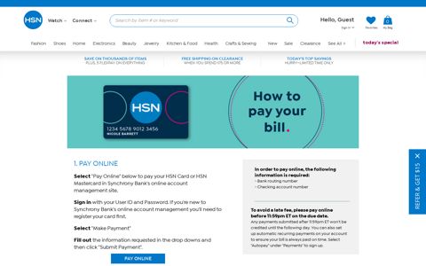Pay Your Bill | HSN - HSN.com