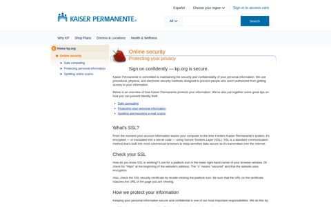 Online security - Online security - Kaiser Permanente