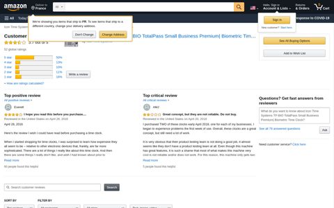 Customer reviews: Icon Time Systems TP-BIO ... - Amazon.com