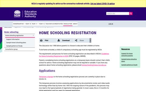 Home schooling registration | NSW Education Standards