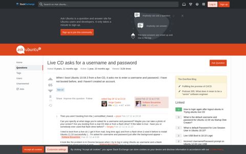 Live CD asks for a username and password - Ask Ubuntu