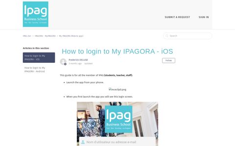How to login to My IPAGORA - iOS – IPAG Zen