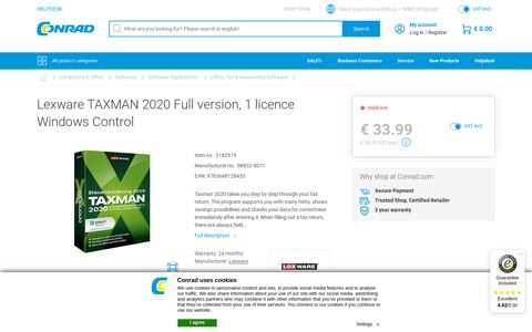 Lexware TAXMAN 2020 Full version, 1 license Windows ...