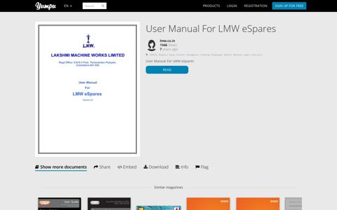 User Manual For LMW eSpares - Index.htm Magazines
