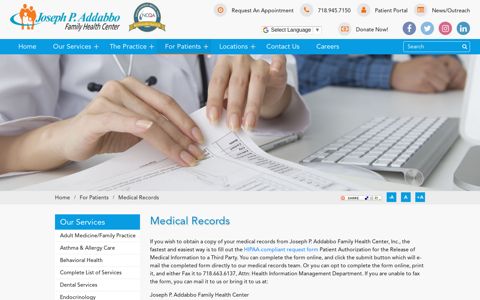 Medical Records - Joseph P. Addabbo Family Health Center