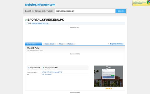 eportal.kfueit.edu.pk at WI. Kfueit | E-Portal - Website Informer