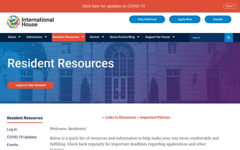 I-House Policies and Resources - Resident Resources