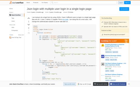 Json login with multiple user login in a single login page ...