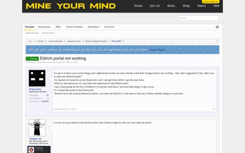 Done - Eldrich portal not working. | MineYourMind Community