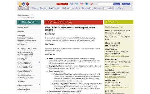 Human Resources - Minneapolis Public Schools