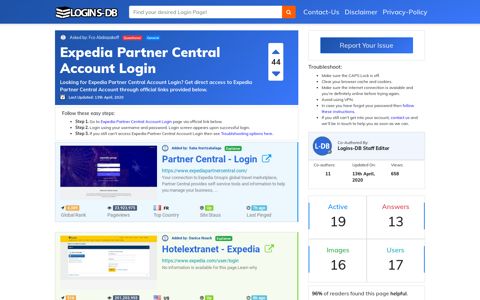 Expedia Partner Central Account Login - Logins-DB