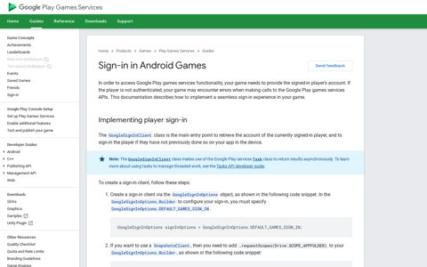 Sign-in in Android Games | Play Games Services | Google ...