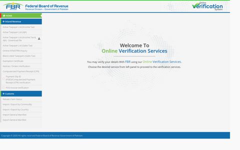 Online Verification System - e-FBR