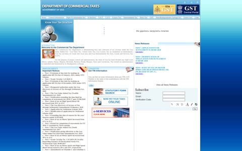 Department of Commercial Taxes | Government of Goa | Goa ...