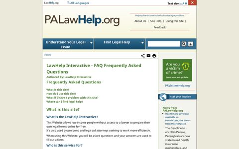 LawHelp Interactive - FAQ Frequently Asked Questions ...