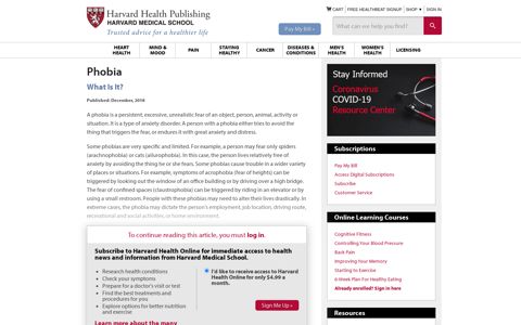 Phobia - Harvard Health
