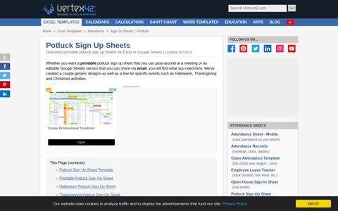 Potluck Sign Up Sheets for Excel and Google Sheets - Vertex42
