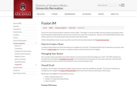 Fusion IM | UREC | University of Arkansas