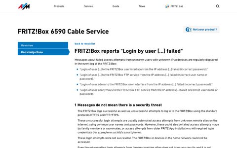Box reports "Login by user [...] failed" | FRITZ!Box 6590 Cable