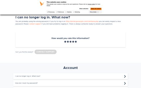 I can no longer log in. What now? - GOOSE VPN service