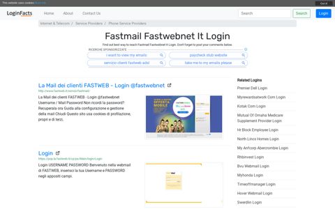 Fastmail Fastwebnet It - La Mail dei clienti FASTWEB - Login ...