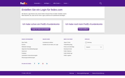 Registrieren Sie sich auf fedex.com - FedEx | Deutschland