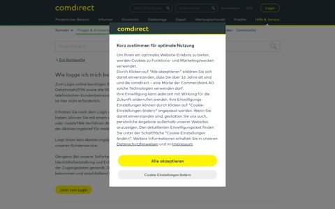 Zugangsdaten | comdirect.de
