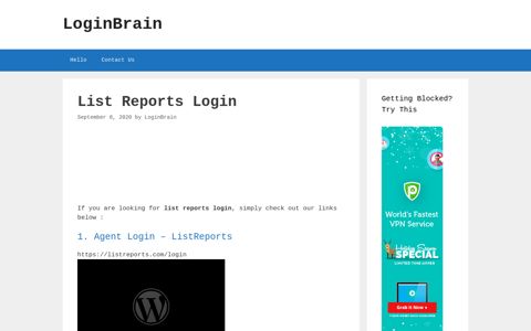 List Reports - Agent Login - Listreports - LoginBrain