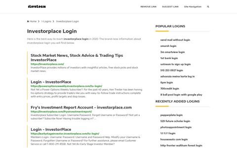 Investorplace Login ❤️ One Click Access - iLoveLogin