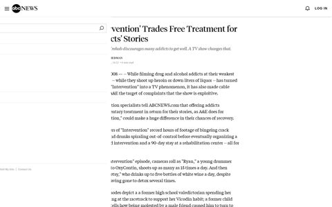 'Intervention' Trades Free Treatment for Addicts' Stories - ABC ...