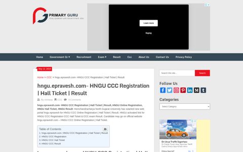 hngu.epravesh.com- HNGU CCC Registration | Hall Ticket ...