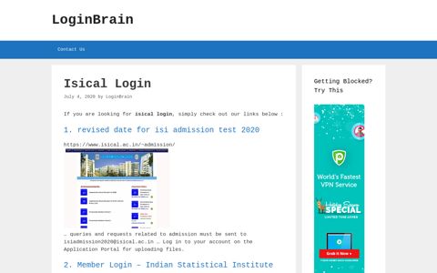 Isical - Revised Date For Isi Admission Test 2020 - LoginBrain
