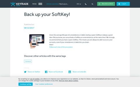 Back up your SoftKey! - Keytrade Bank