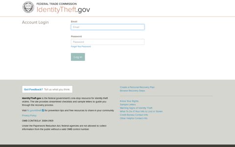 Account Login - Identity Theft Recovery Steps | IdentityTheft.gov