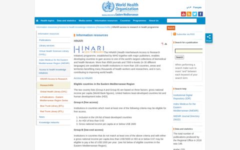 HINARI access to research in health ... - WHO EMRO
