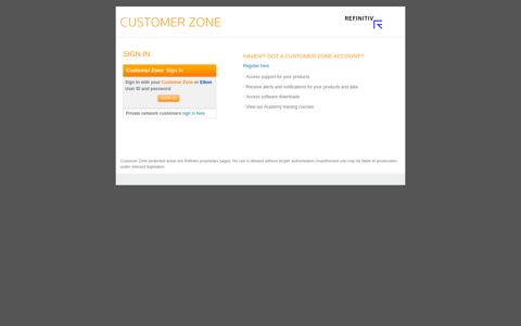 Customer Zone - Login - Thomson Reuters Customer Zone