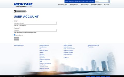 User account | Idealease Resource Center