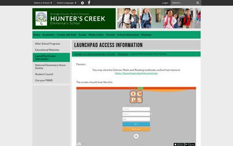 LaunchPad Access Information - Hunter's Creek Elementary ...