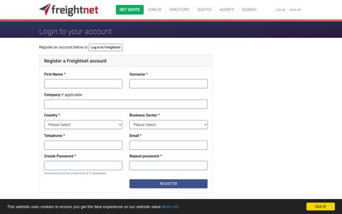 Register an Account | Freightnet