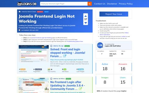 Joomla Frontend Login Not Working - Logins-DB