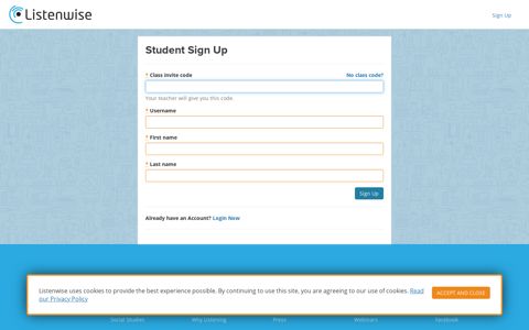 Student Sign Up - Listenwise
