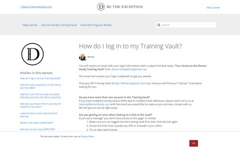 How do I log in to my Training Vault? – Help Center