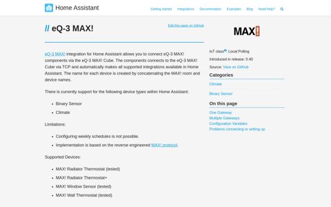 eQ-3 MAX! - Home Assistant