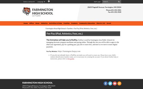 Fee Pay (iPad, Athletics, Fees, etc.) - Farmington Area High ...