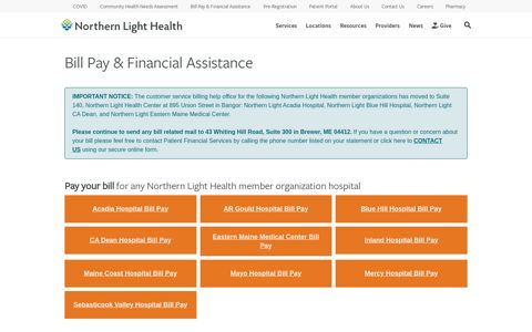 Bill Pay & Financial Assistance - Northern Light Health