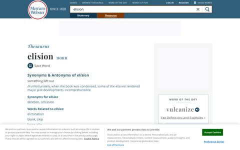 Elision Synonyms, Elision Antonyms | Merriam-Webster ...