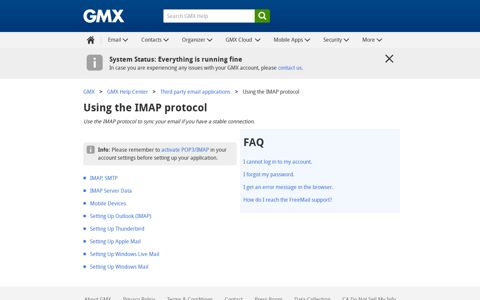 Using the IMAP protocol - GMX Support - GMX Help Center